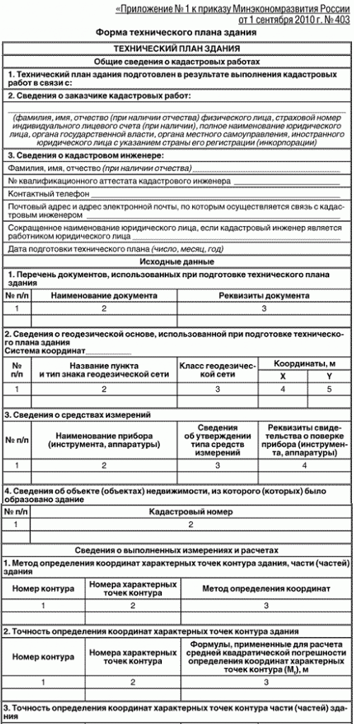 Приказ минэкономразвития технический план